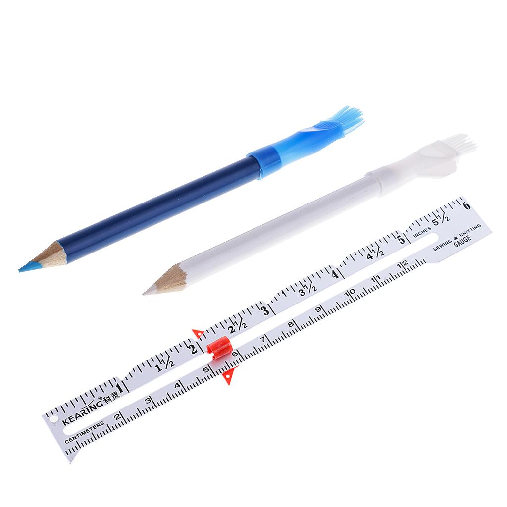2Pcs Tailors Chalk Pen Pencil For Sewing Dressmakers + 1Pcs Sewing Gauge