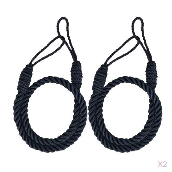2 Pairs Rope Curtain Drape Tiebacks Tassel Living Room Bedroom Black