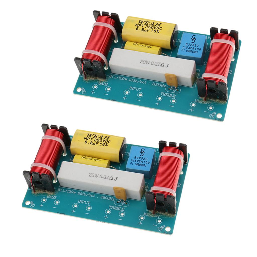 2 Piece 3 Way Audio Filter Bass Speaker Crossover Frequency Divider Car Home
