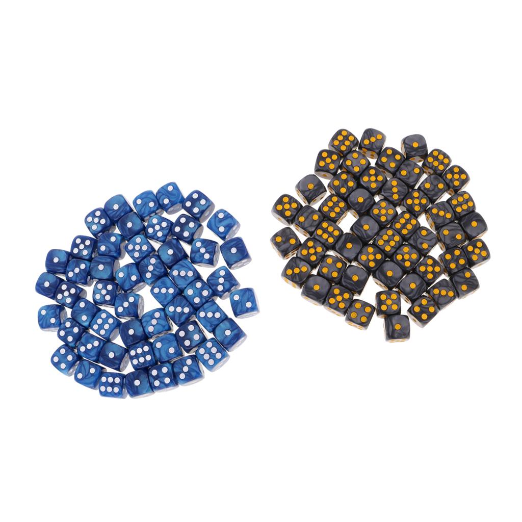 100Pieces D6 Round Corner Dotted Dice 16mm for Dungeons and Dragons TRPG
