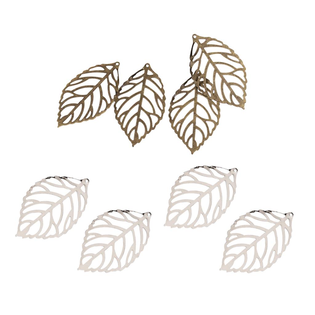 200 Pieces Hollow Filigree Charms Leaf Pendant Jewelery Finding DIY Crafts