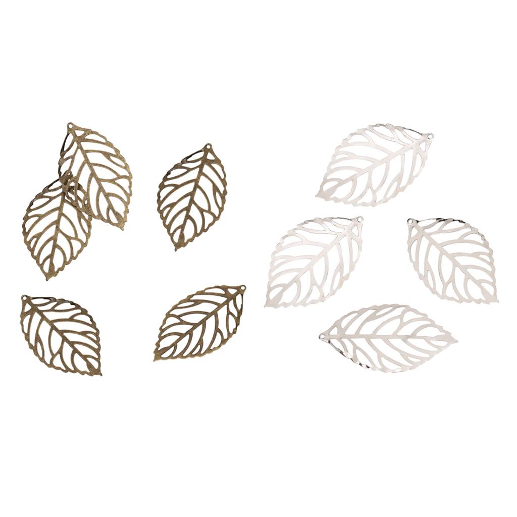 200 Pieces Hollow Filigree Charms Leaf Pendant Jewelery Finding DIY Crafts