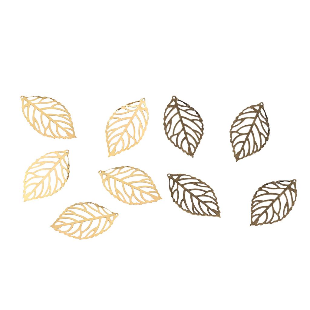 200 Pieces Hollow Filigree Charms Leaf Pendant Bridal Headdress DIY Supplies