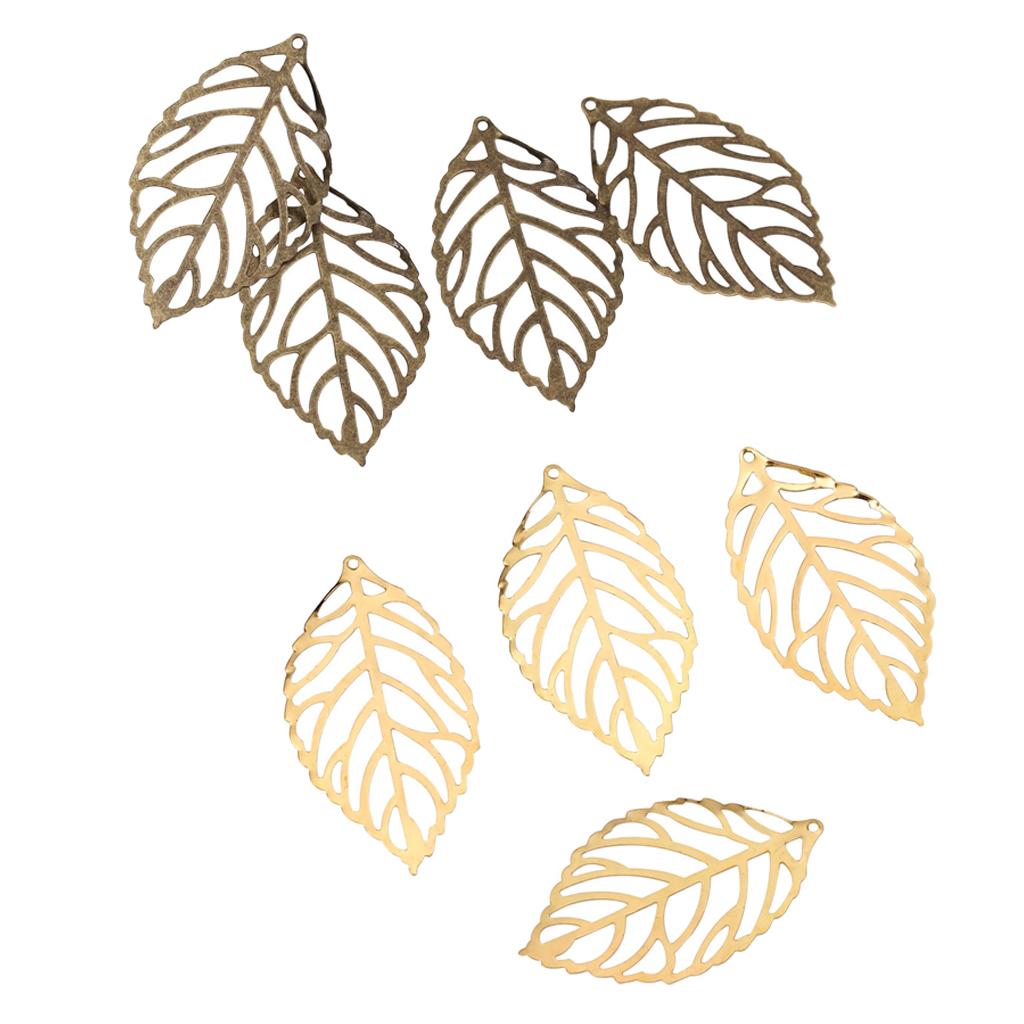 200 Pieces Hollow Filigree Charms Leaf Pendant Bridal Headdress DIY Supplies