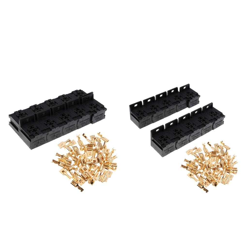 20 Pieces Automotive 5 Pin Relay Socket Holders for 6.3mm Copper Terminals