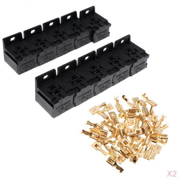 20 Pieces Automotive 5 Pin Relay Socket Holders for 6.3mm Copper Terminals