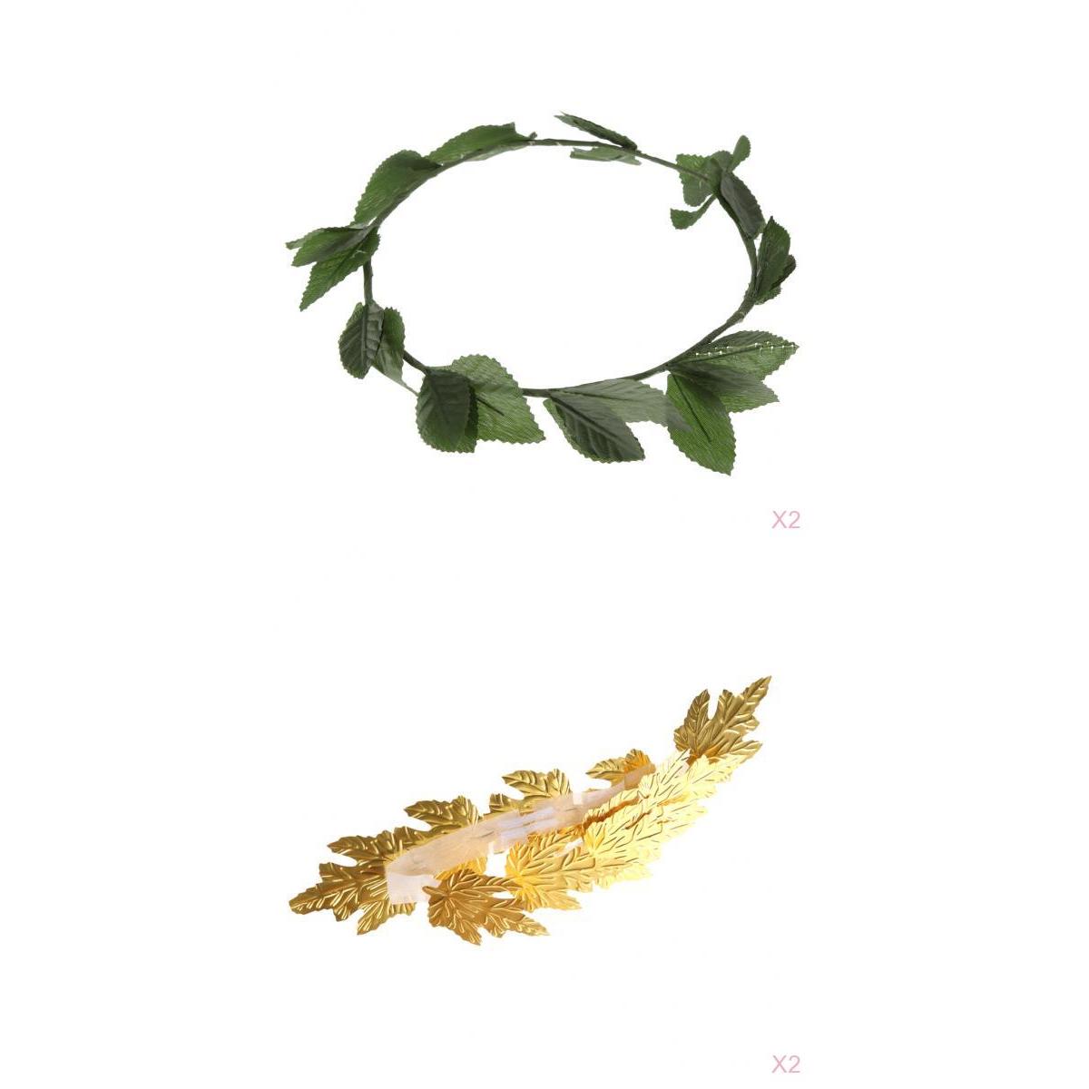 4 Pieces Gold Green Leaf Roman Greek Goddess Laurel Wreath Party Headband