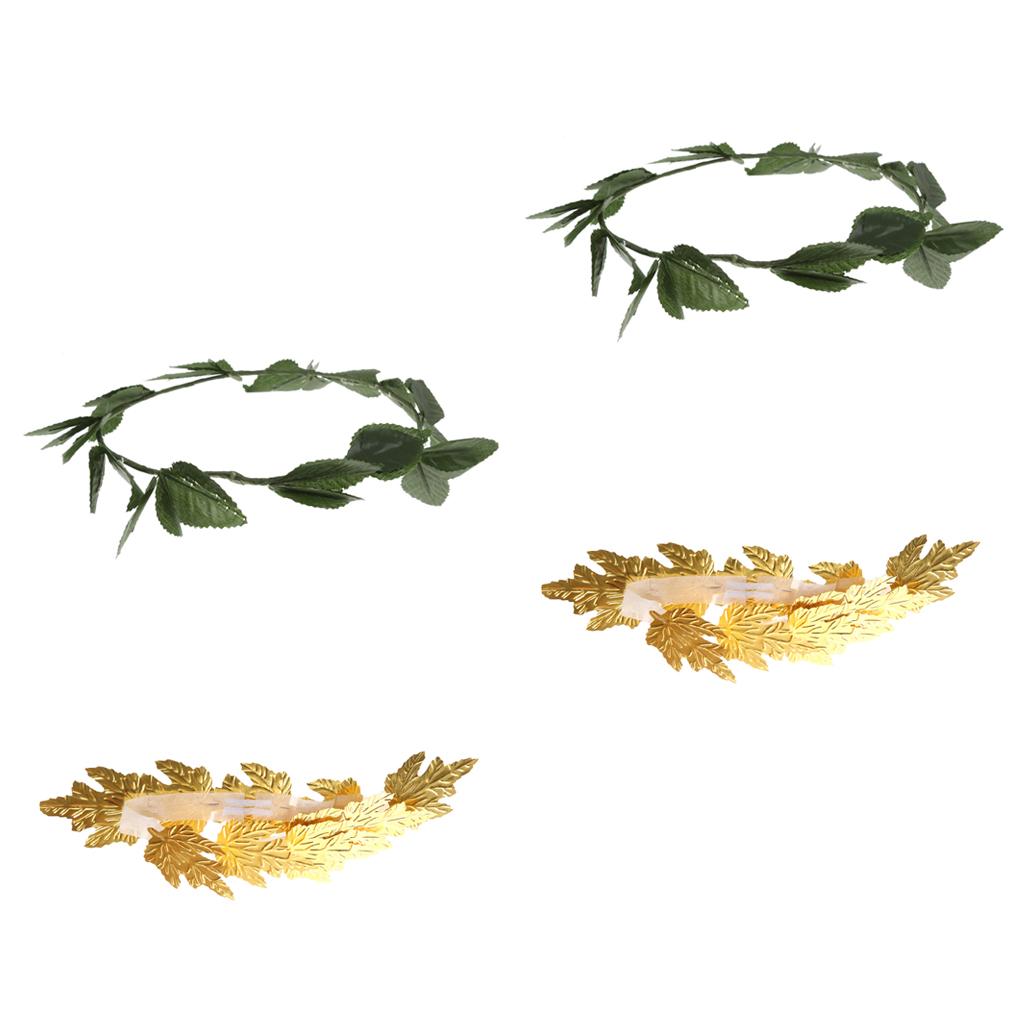 4 Pieces Gold Green Leaf Roman Greek Goddess Laurel Wreath Party Headband
