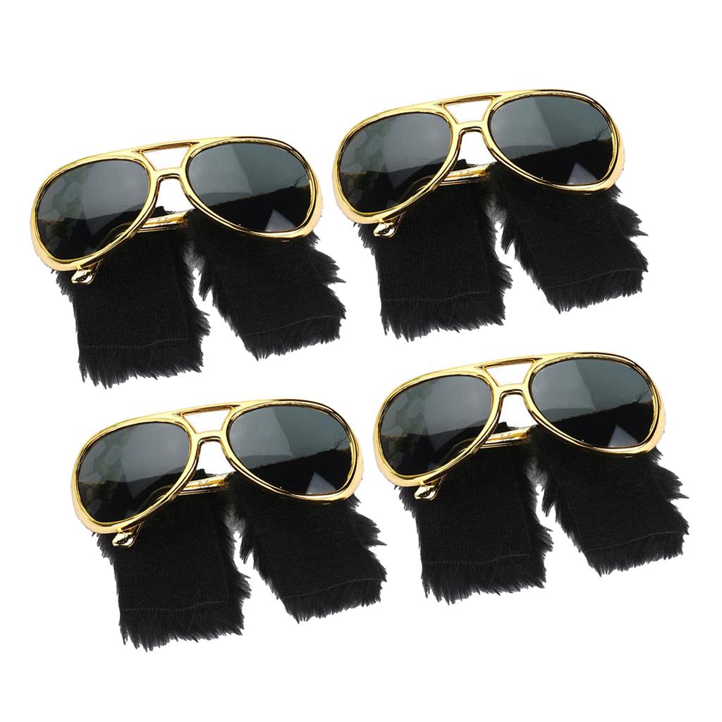 4 Pieces Sunglasses Funny Beard Glasses 70s Disco Costume Prop