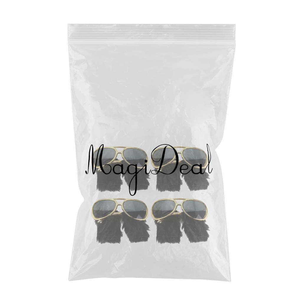 4 Pieces Sunglasses Funny Beard Glasses 70s Disco Costume Prop