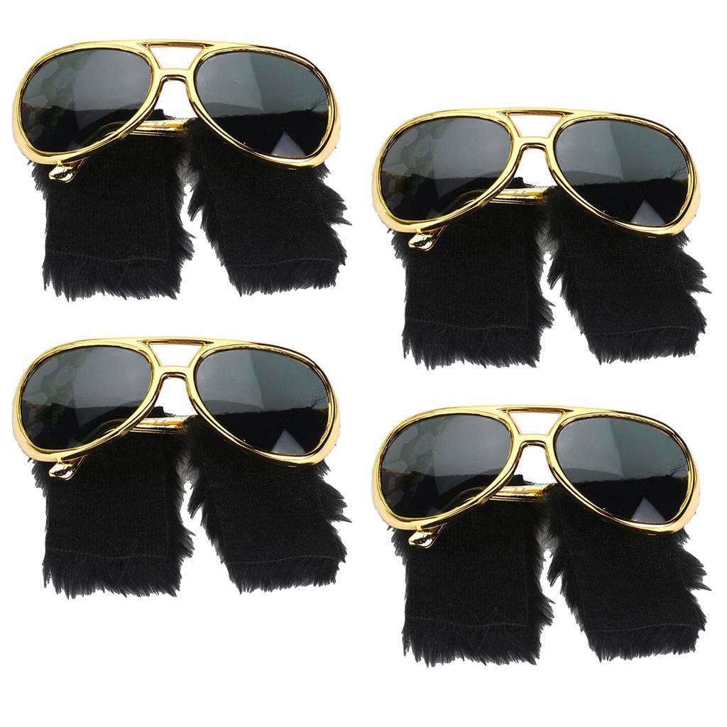 4 Pieces Sunglasses Funny Beard Glasses 70s Disco Costume Prop