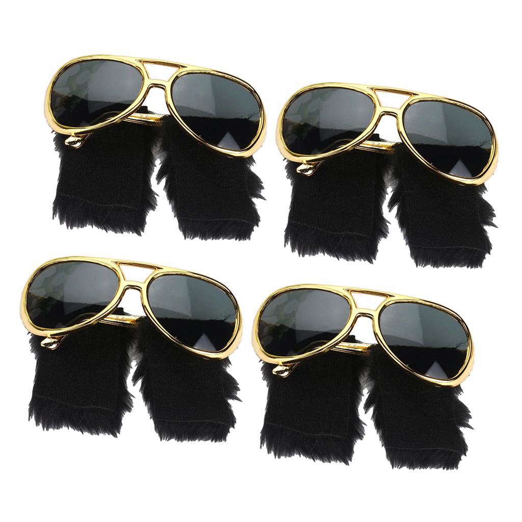 4 Pieces Sunglasses Funny Beard Glasses 70s Disco Costume Prop