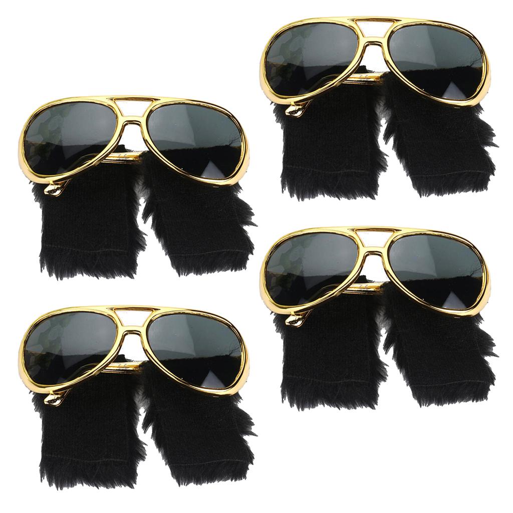 4 Pieces Sunglasses Funny Beard Glasses 70s Disco Costume Prop
