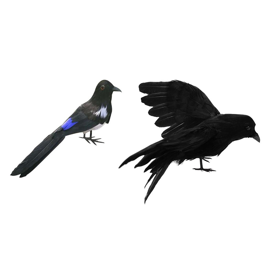 2Pcs Artificial Realistic Woodland Birds for Garden Weding Home Decoration