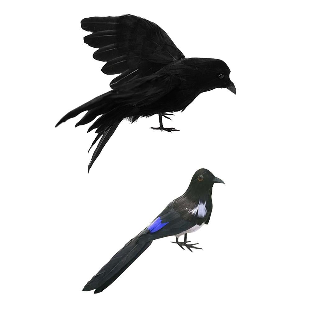 2Pcs Artificial Realistic Woodland Birds for Garden Weding Home Decoration