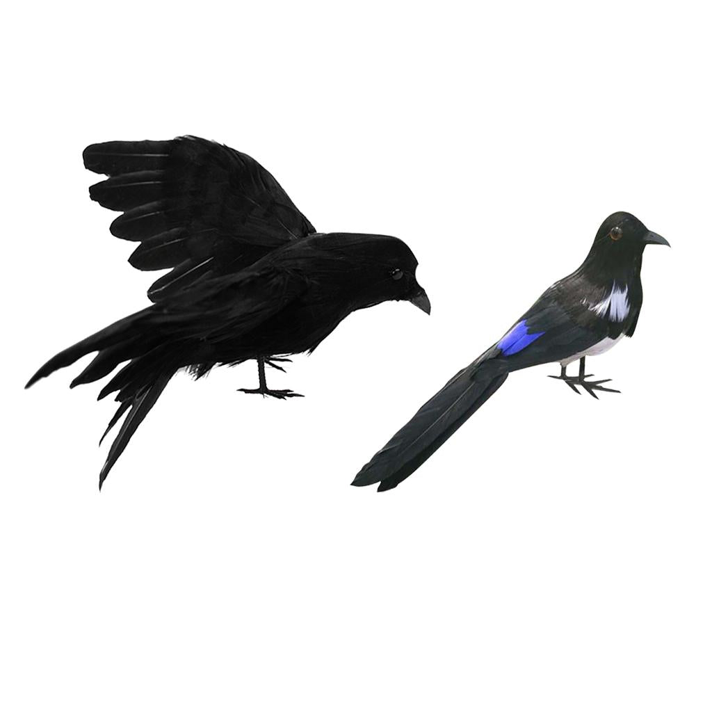 2Pcs Artificial Realistic Woodland Birds for Garden Weding Home Decoration