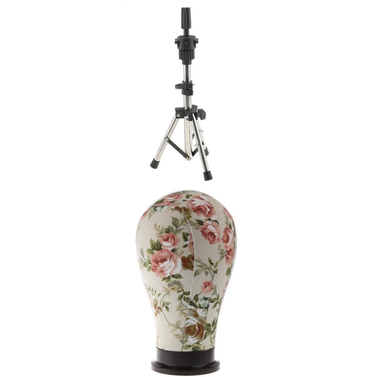 22'' Cork Canvas Block Mannequin Model Head Wigs Making Display Tripod Stand