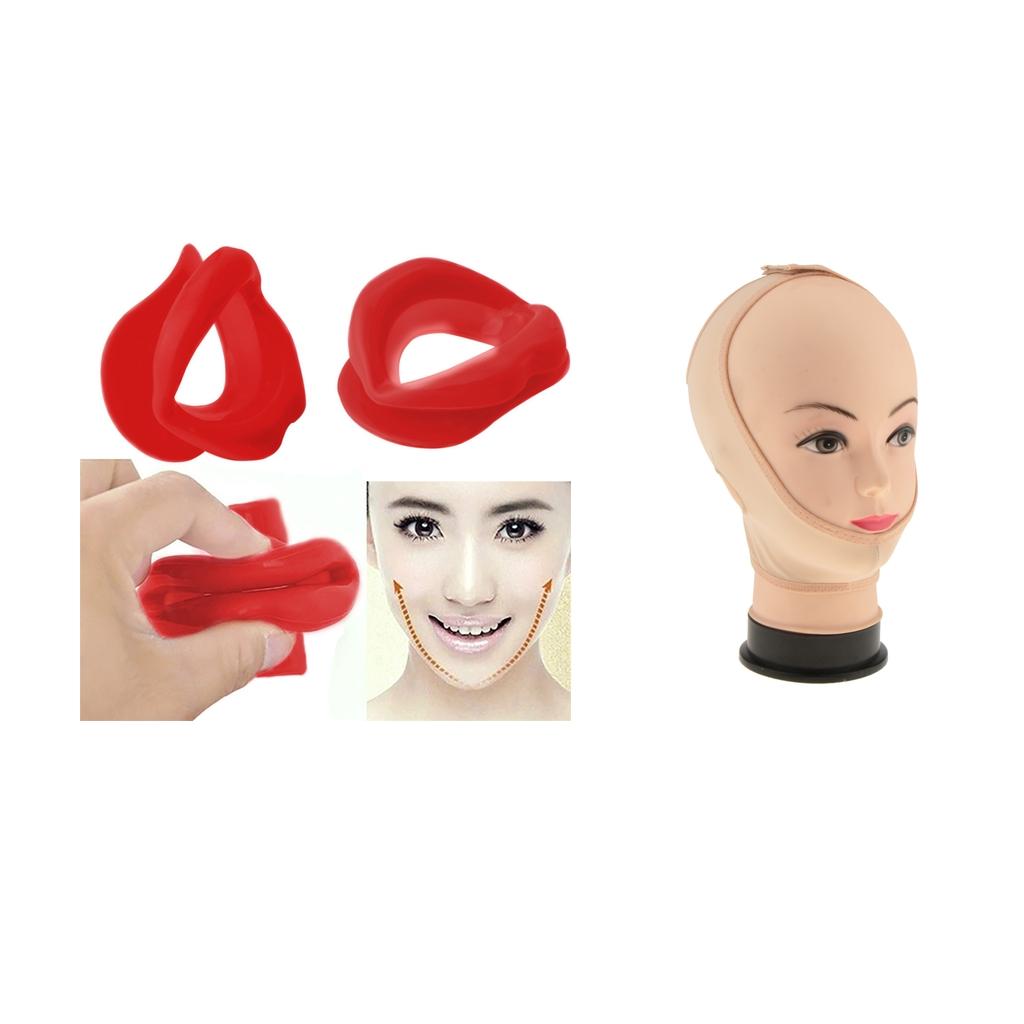 Chin Slim Strap Mask+Lip Trainer Slimmer Tightener Muscle Oral Exerciser