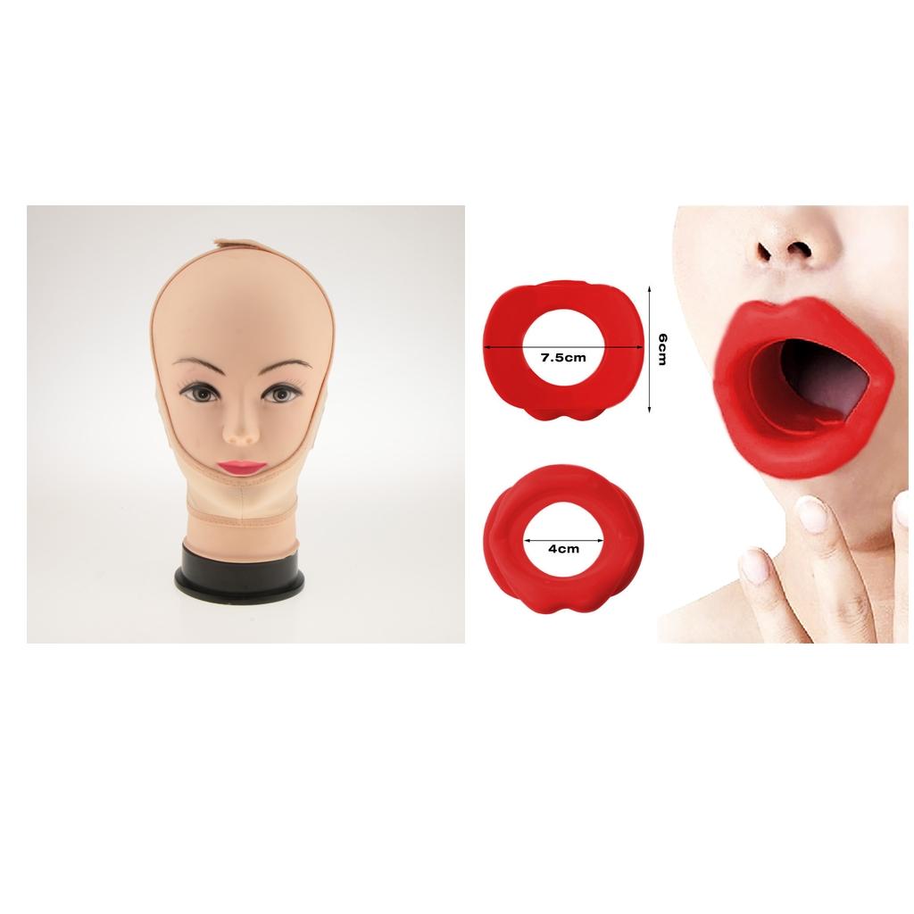 Chin Slim Strap Mask+Lip Trainer Slimmer Tightener Muscle Oral Exerciser
