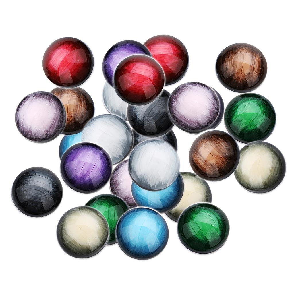30 Pcs Flatbck Resin Embellishment 12mm+10 Pcs Half Round Natural Stone 8mm