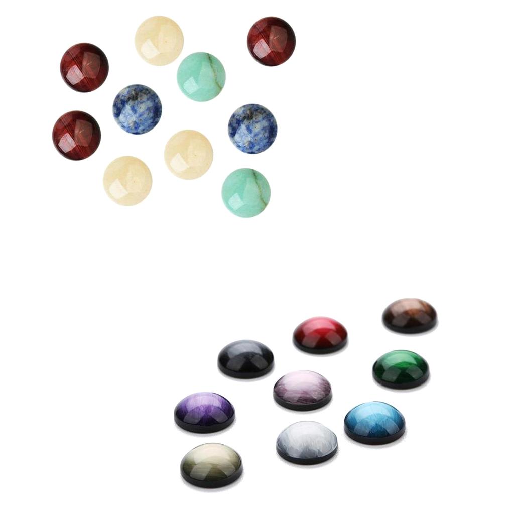 30 Pcs Flatbck Resin Embellishment 12mm+10 Pcs Half Round Natural Stone 8mm