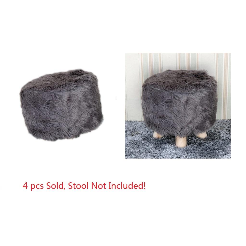 4pcs Soft Stool Covers Fit 28cm Diameter Round Seat Grey