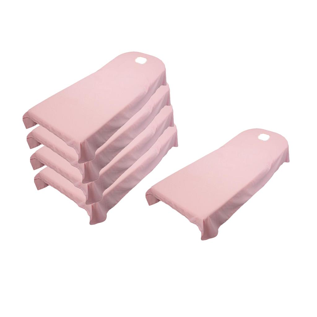 5 Pieces Soft Beauty Massage SPA Bed Cover Sheet With Breath Hole Pink