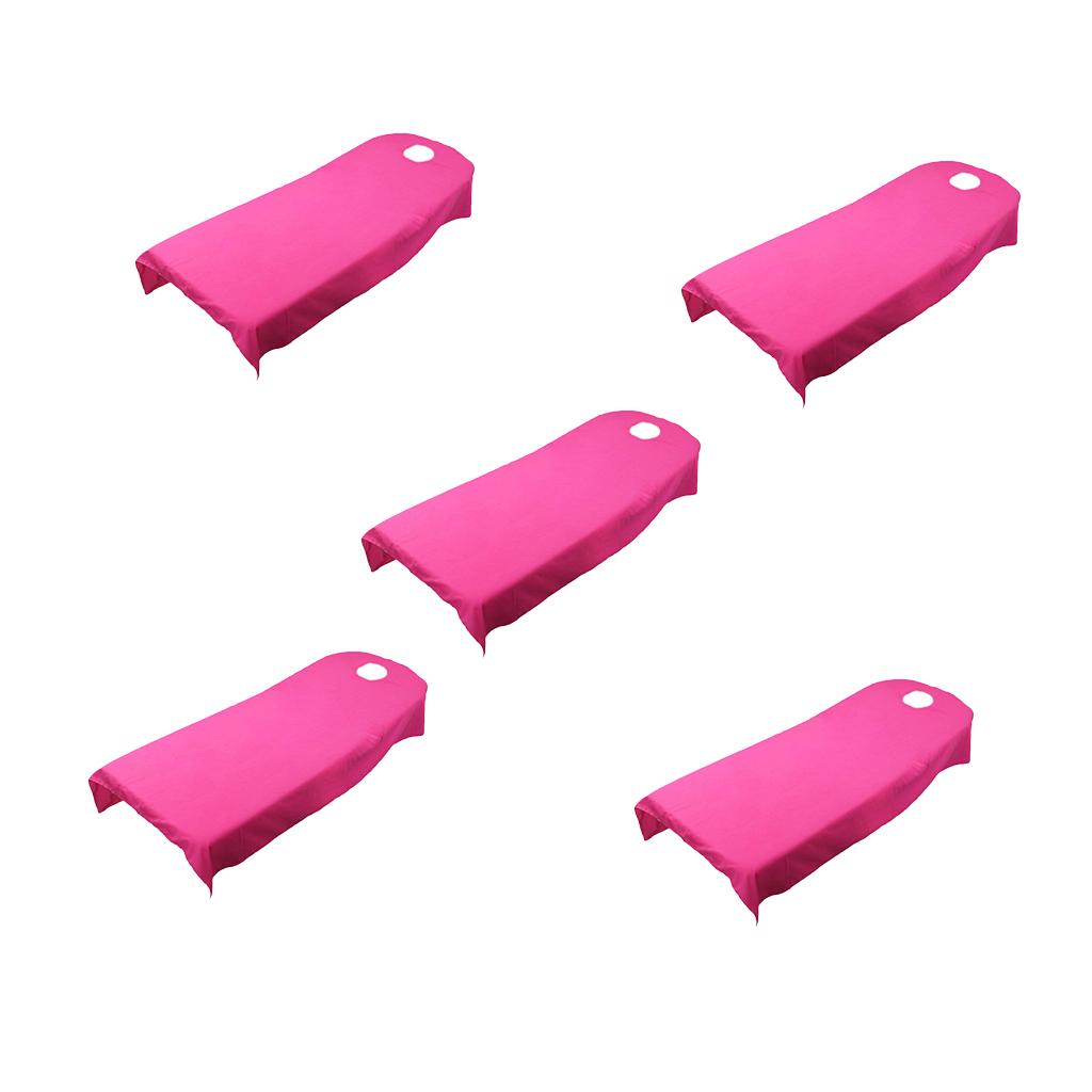 5 Pieces Soft Beauty Massage SPA Bed Cover Sheet With Breath Hole Hot Pink