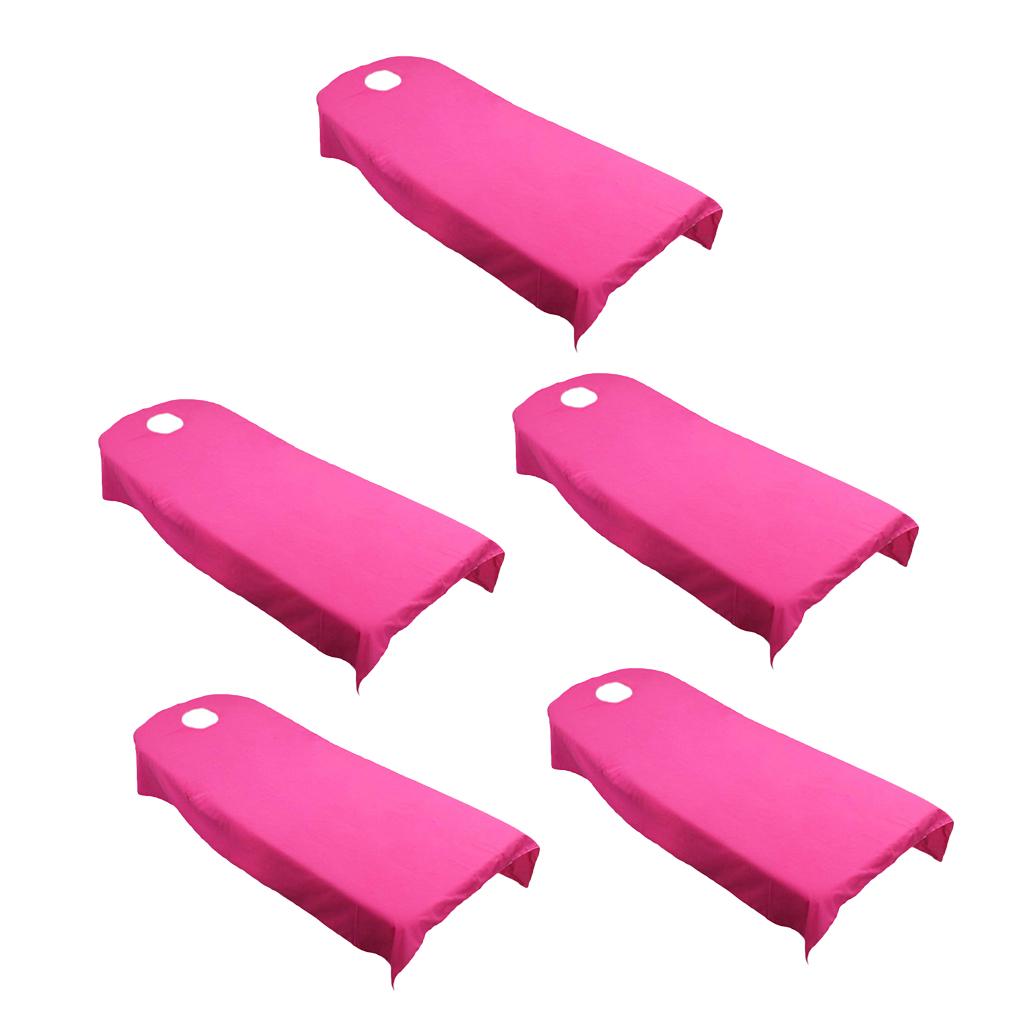 5 Pieces Soft Beauty Massage SPA Bed Cover Sheet With Breath Hole Hot Pink