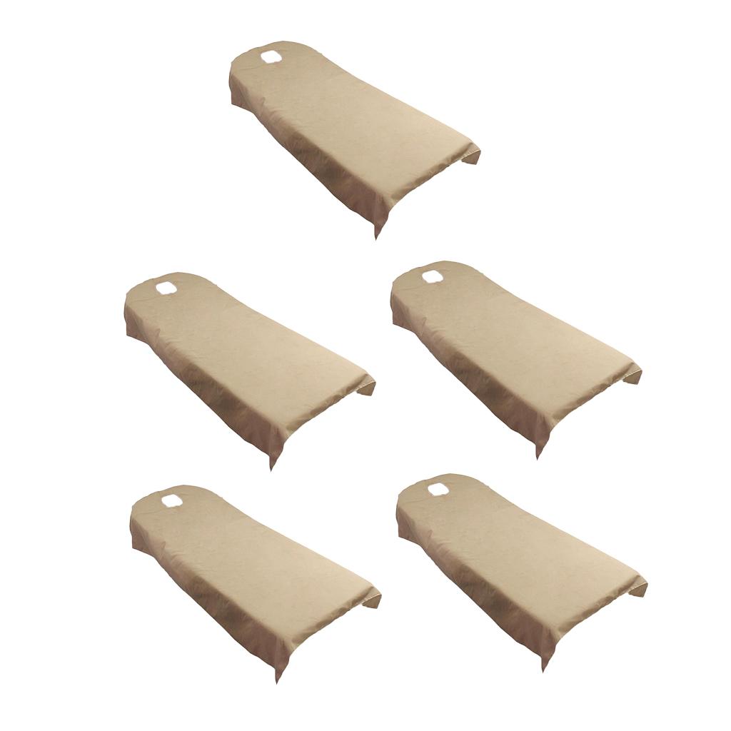 5 Pieces Soft Beauty Massage SPA Bed Cover Sheet With Breath Hole Camel