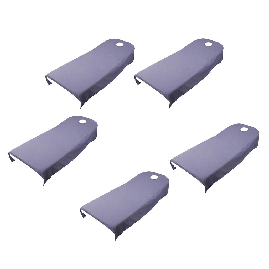 5 Pieces Soft Beauty Massage SPA Bed Cover Sheet With Breath Hole Purple
