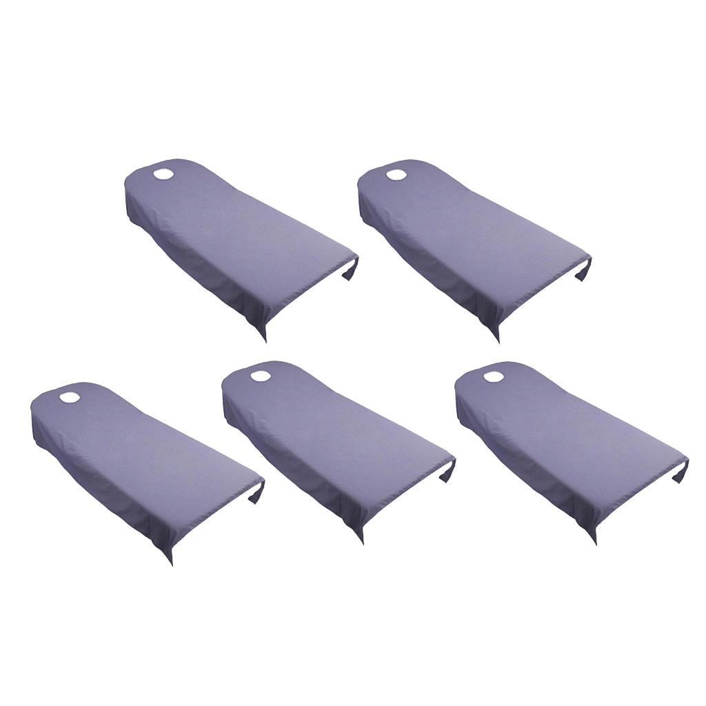 5 Pieces Soft Beauty Massage SPA Bed Cover Sheet With Breath Hole Purple