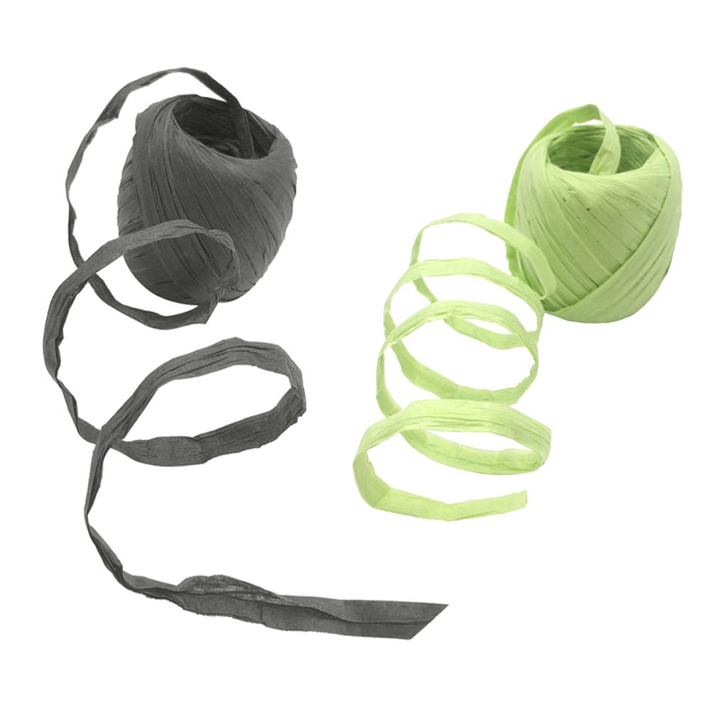 2 Rolls Raffia Paper Ribbon Gift Package String Scrapbooking Crafts Decor