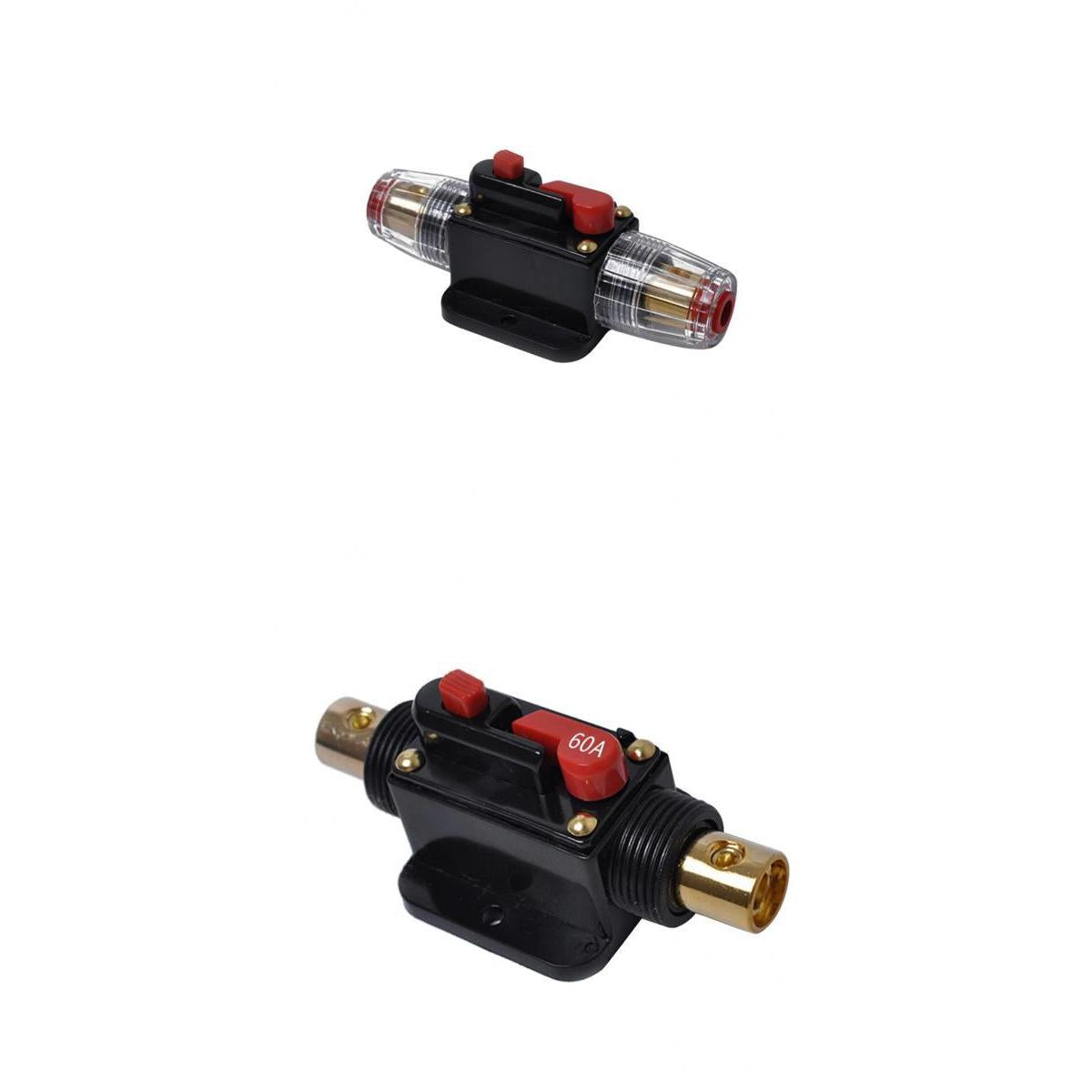 2X 12V Car Audio Fuse Holder 4-8 AWG Inline Circuit Breaker Protector 40/60A
