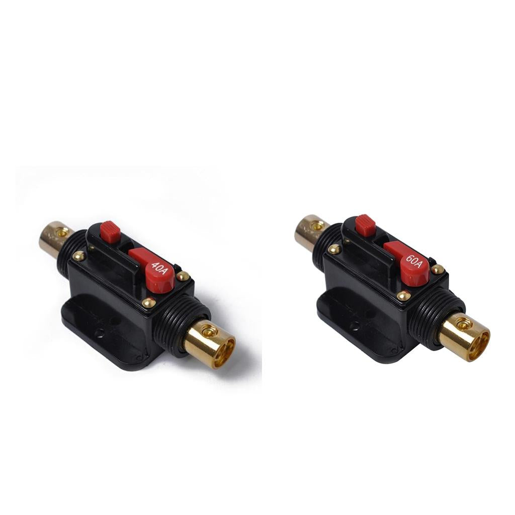 2X 12V Car Audio Fuse Holder 4-8 AWG Inline Circuit Breaker Protector 40/60A