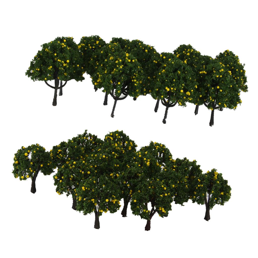 40Pcs Yellow Fruits Tree Model Train Railway Layout 1/100 1/300 HO Z Scenery