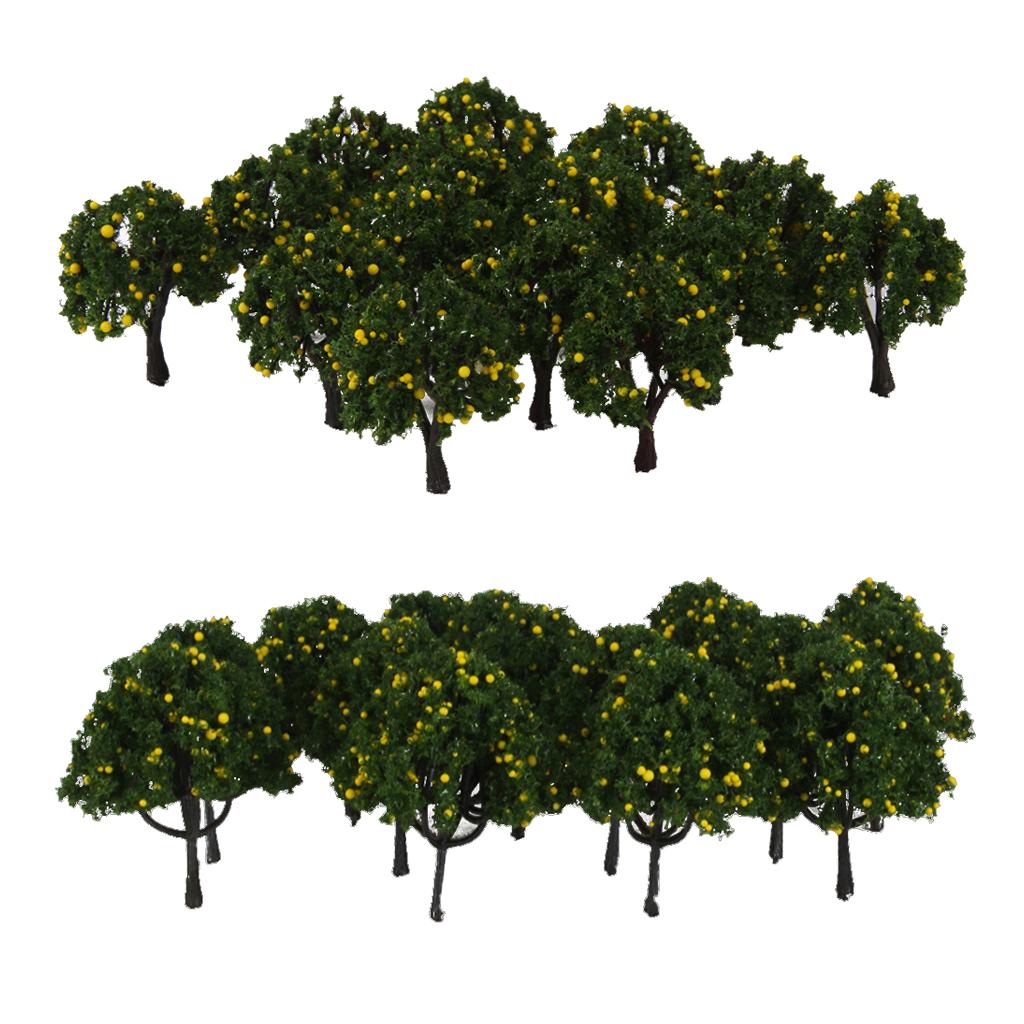 40Pcs Yellow Fruits Tree Model Train Railway Layout 1/100 1/300 HO Z Scenery