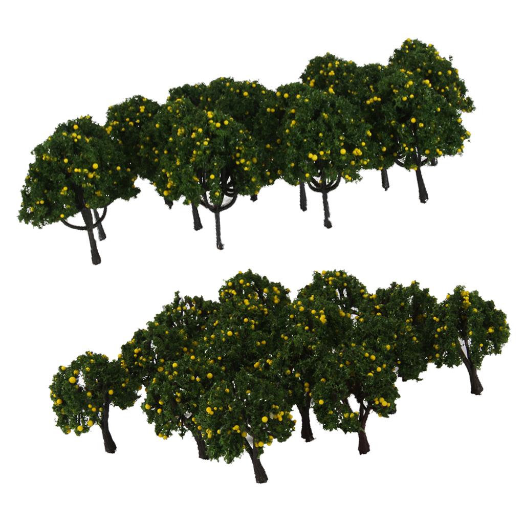 40Pcs Yellow Fruits Tree Model Train Railway Layout 1/100 1/300 HO Z Scenery
