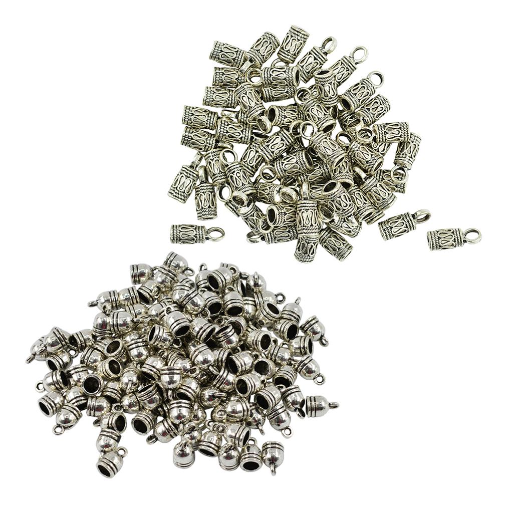 150 Pieces Bell Shape End Cap Cord Connector for Jewelry Making Findings