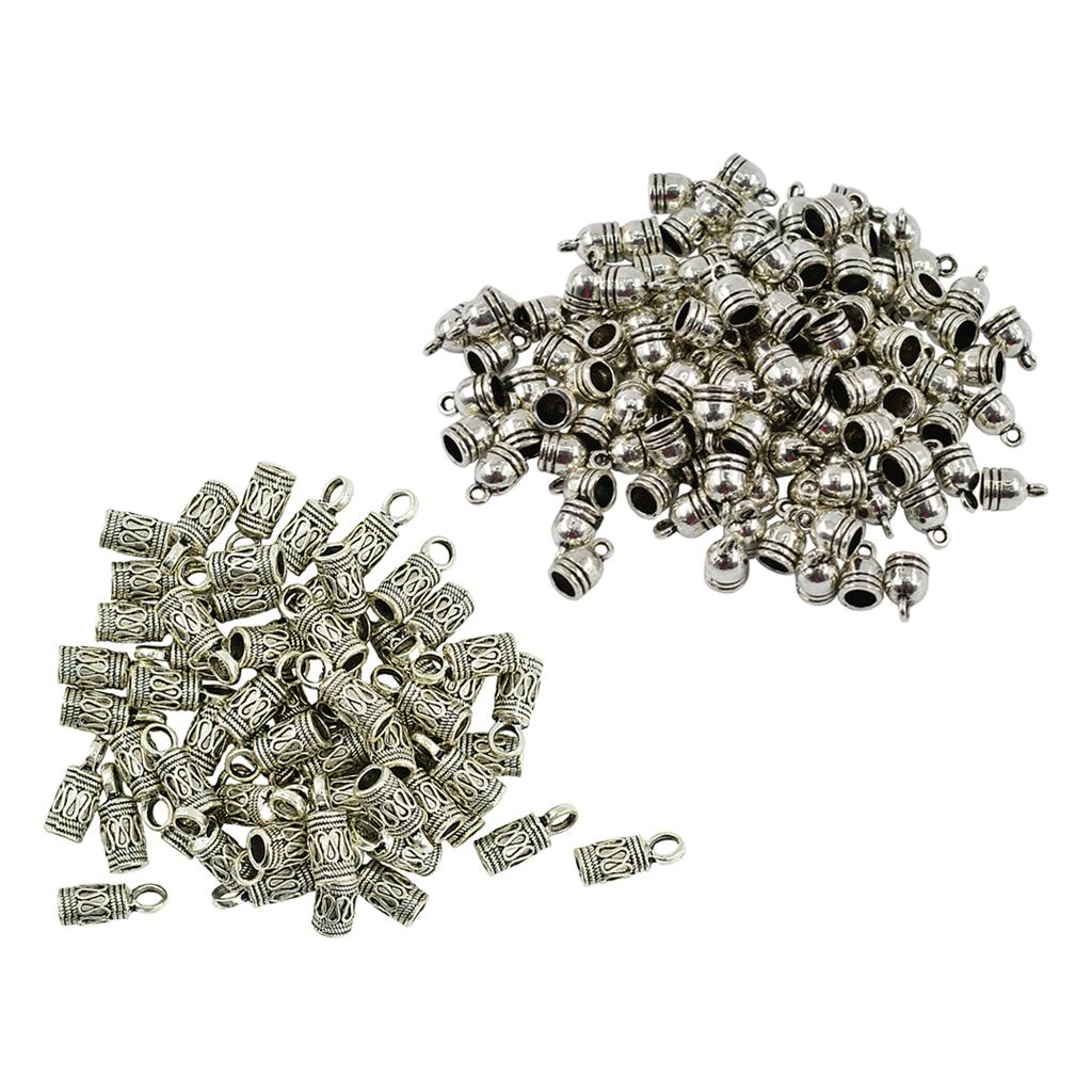150 Pieces Bell Shape End Cap Cord Connector for Jewelry Making Findings