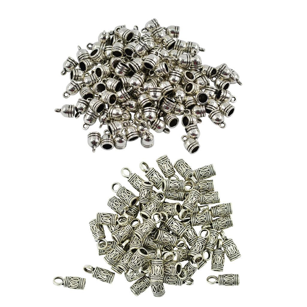 150 Pieces Bell Shape End Cap Cord Connector for Jewelry Making Findings