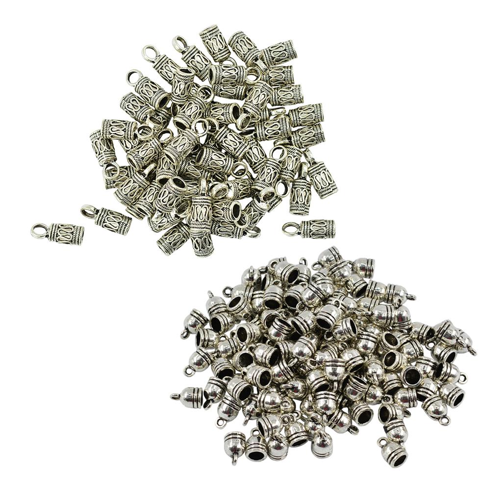 150 Pieces Bell Shape End Cap Cord Connector for Jewelry Making Findings