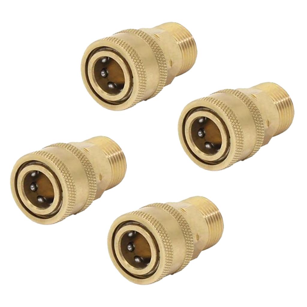 4x Pressure Washer Quick Release Mini M22 Female to 1/4 Male Brass Coupling