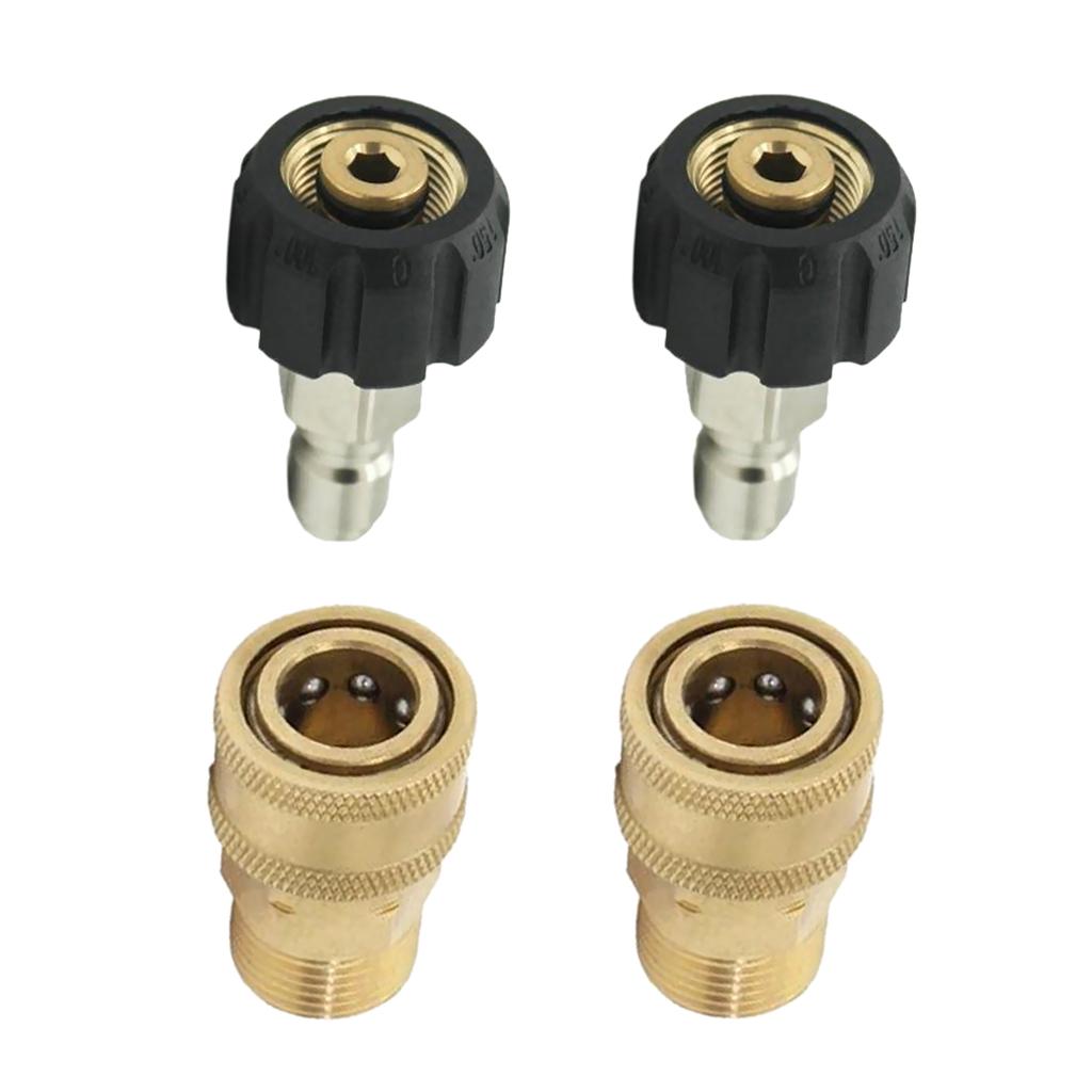 2 Set Pressure Washer Quick Release M22/14 to 1/4 Plug Brass Quick Connector