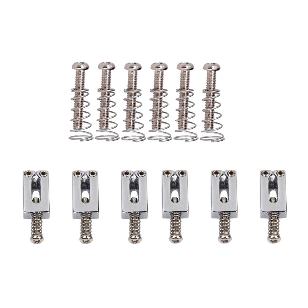 12 Pieces Electric Guitar Bass Bridge Tailpiece Saddles Screws w/ Springs