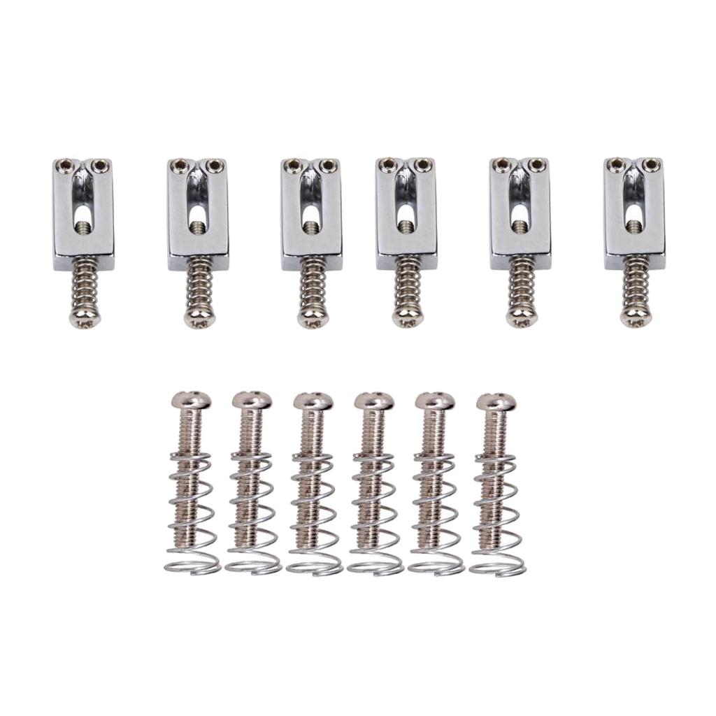 12 Pieces Electric Guitar Bass Bridge Tailpiece Saddles Screws w/ Springs