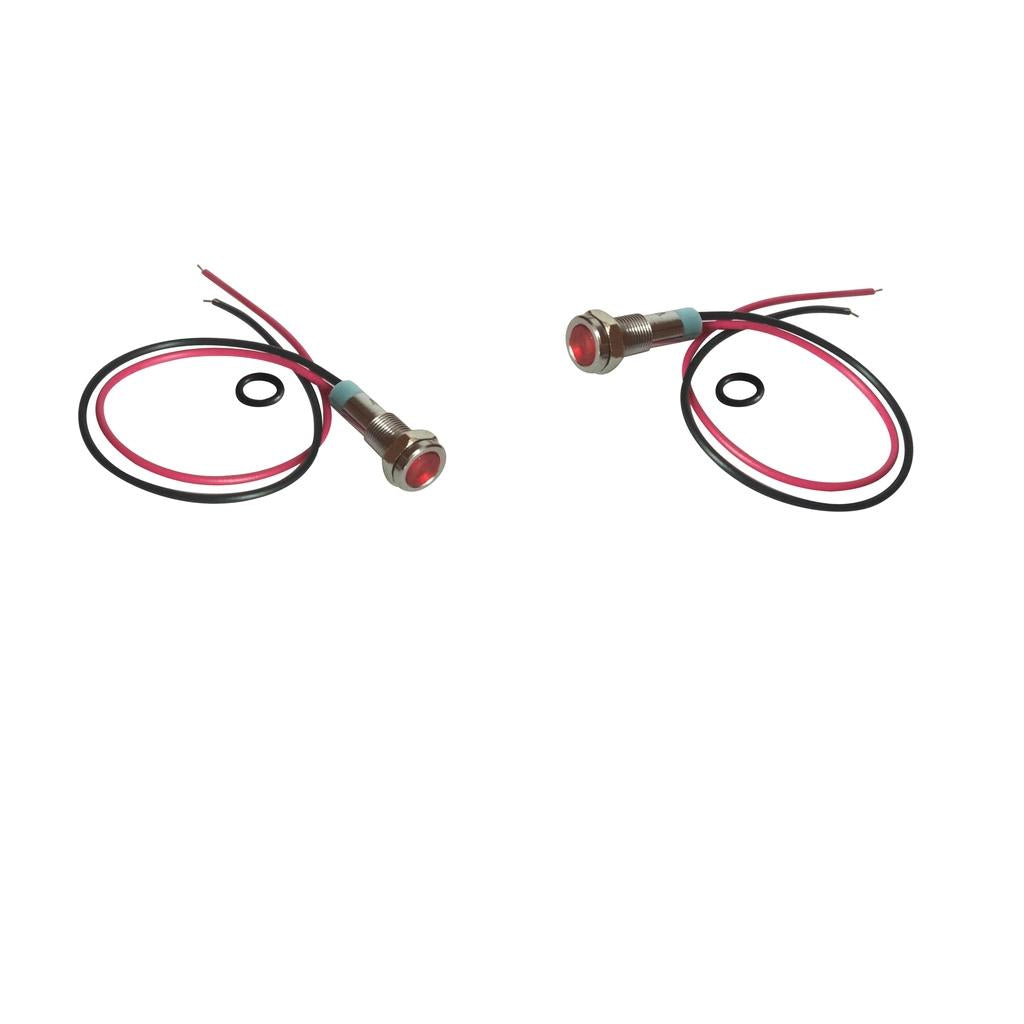 2pcs 6mm LED Metal Indicator Light Waterproof Signal Pilot Dash Lamp 6V Red
