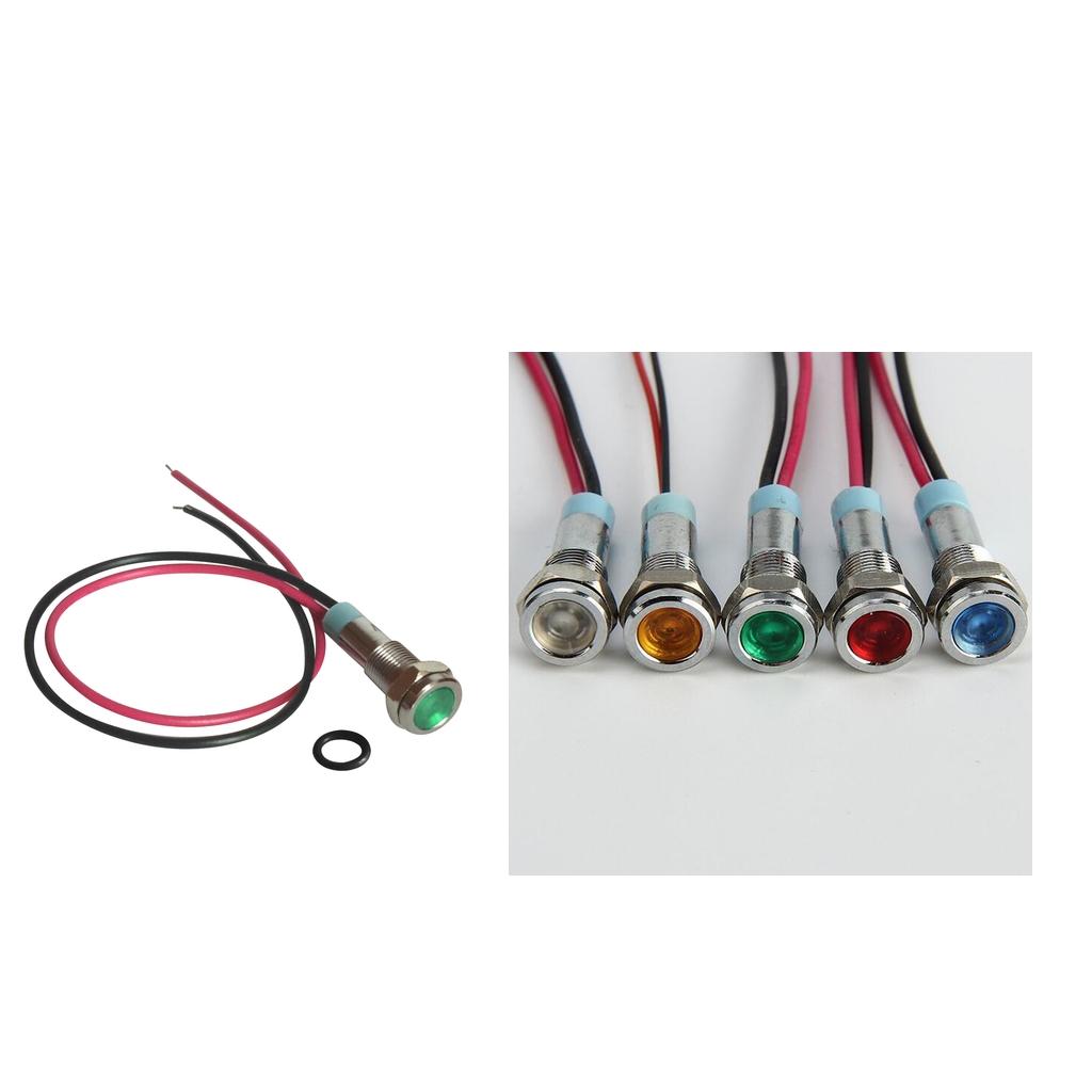 2pcs 6mm LED Indicator Light Waterproof Signal Pilot Dash Lamp DC 6V Green