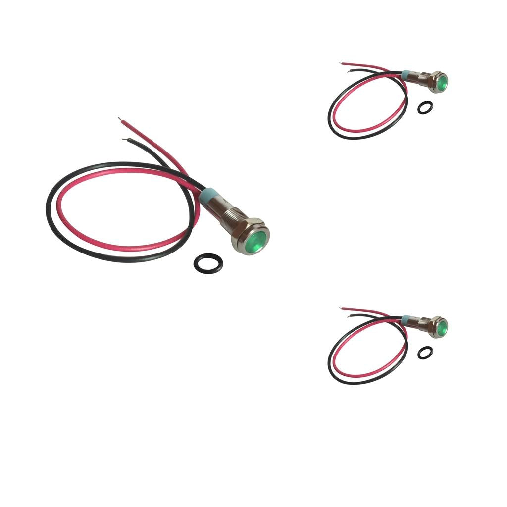2pcs 6mm LED Indicator Light Waterproof Signal Pilot Dash Lamp DC 6V Green