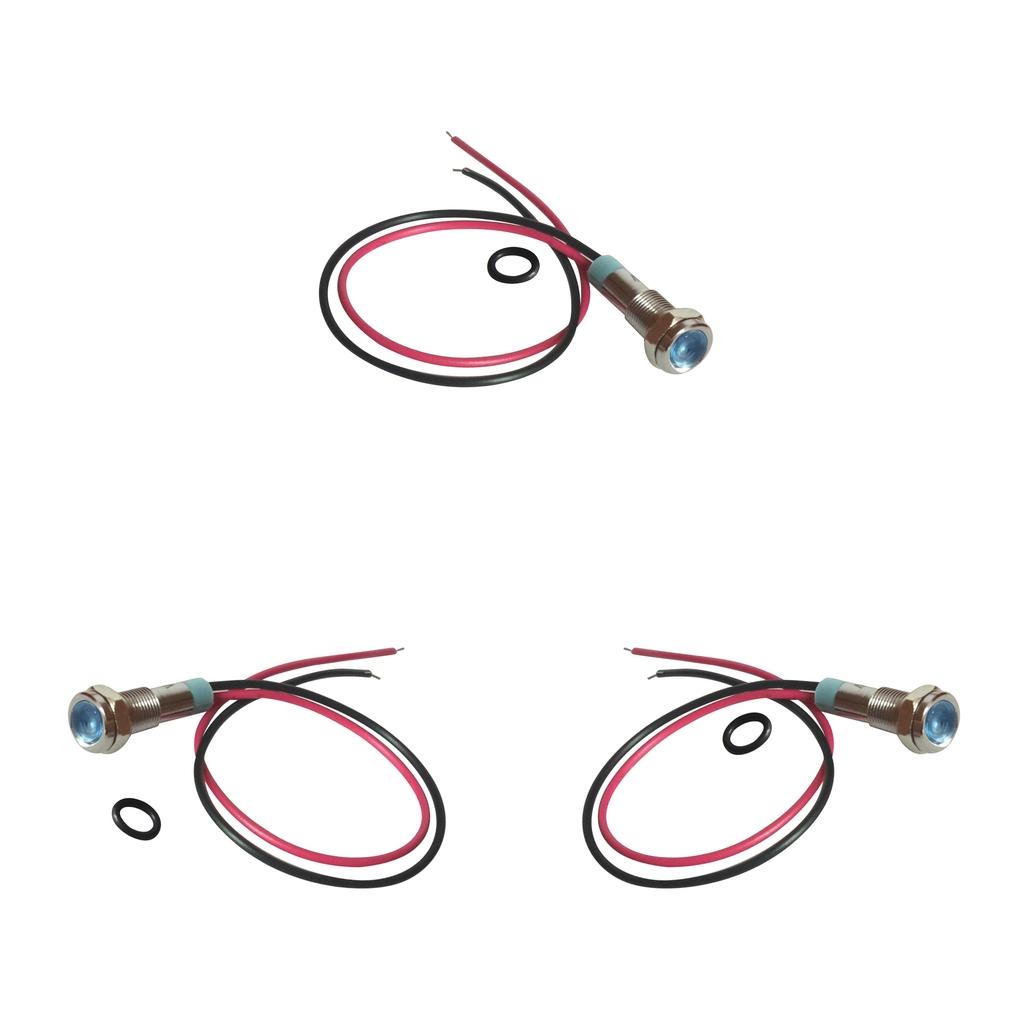 3pcs 6mm LED Indicator Light Waterproof Signal Pilot Dash Lamp DC 6V Blue
